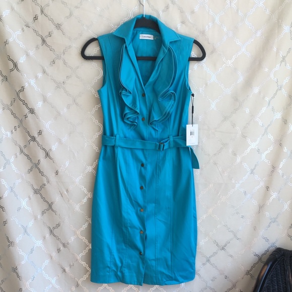 Calvin Klein Dresses & Skirts - Calvin Klein Button Down Sleeveless Ruffle dress